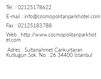 Cosmopolitan Park Hotel iletiim bilgileri